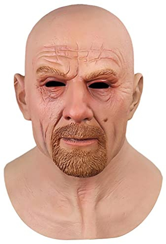 Mrisata Maschera da Uomo Anziano Realistica di Halloween, Maschera in Lattice, Copertura per Il Viso da Uomo Anziano, Copricapo in Lattice, Maschere di Halloween a Testa Intera (Un)