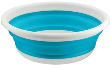 HOMESHOPA Collapsible Washing Up Bowl, Blue 5 Litre Round Folding Wash Basin, Multipurpose Portable Washing Basket, Silicone Bucket for Kitchen Outdoor Travel Camping Hiking Caravan Water Carrier