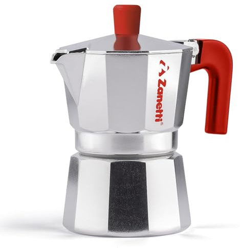 Zanetti, Mama Red Edition, Caffettiera Moka in Alluminio, Macchinetta Caffè 3 Tazze, Moka Espresso con Sistema Anti Goccia, Guarnizione in Silicone, Manico Ergonomico, Colore Rosso