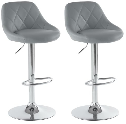 LEADZM Tabouret de Bar Lot de 2 Chaise de Bar Réglable(Gris)