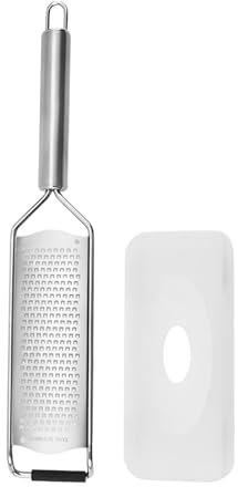 Cheese Grater & Lemon Zester, Stainless Steel Graters for Kitchen, Sharp Blade Easy to Grate Cheese, Lemon, Garlic, Ginger, Nutmeg, Chocolate(Colour:Silver)