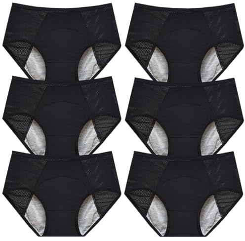 Lohhbve Femmes Plus Size période Culotte Taille Moyenne Haute sous - vêtements Doux et Respirants Pantalon menstruel Culotte étanche Lot de 6