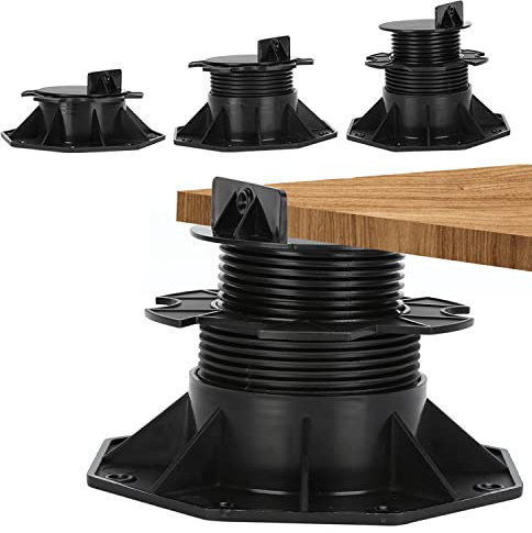 Herrselsam Lot de 100 plots de terrasse réglables en hauteur 60 à 140 mm pour sous-structure, lames de terrasse en bois WPC, capacité de charge de 1700 kg