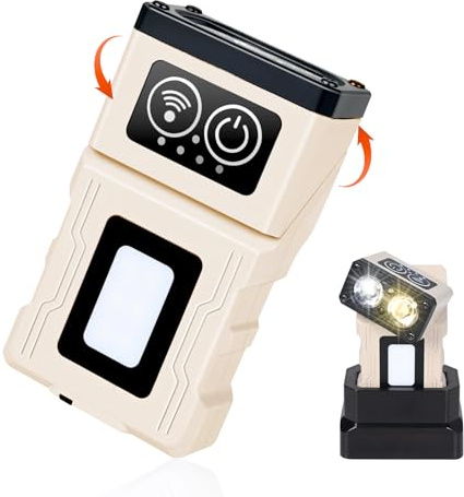 UltraFire Mini torcia LED con stazione di ricarica, 500 lumen, ricaricabile, piccola torcia, girevole a 180°, 10 modalità, magnetica, clip
