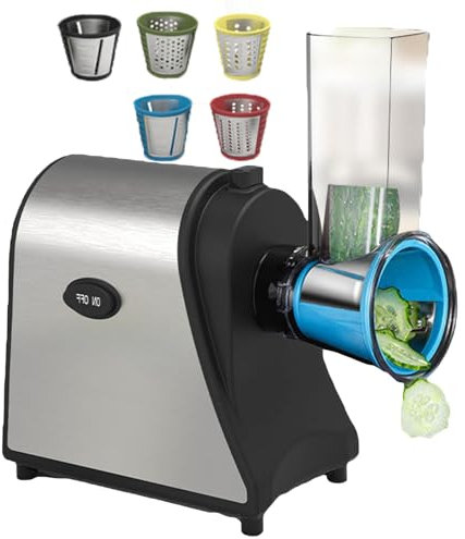 forplubossmmp Ralladores Eléctricos De Patatas Y Queso - con 5 Cuchillas De Repuesto - Cortador Eléctrico De Verduras - Fácil De Operar, para Triturar Y Rallar Queso Duro,Chocolate,Zanahoria,Brócoli