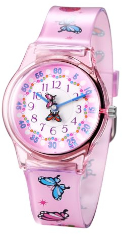 JewelryWe Orologio per bambini in silicone per bambine: carino farfalla fiori analogico al quarzo orologio da polso bambini ragazzi ragazze orologio da polso sportivo orologio da polso con cinturino