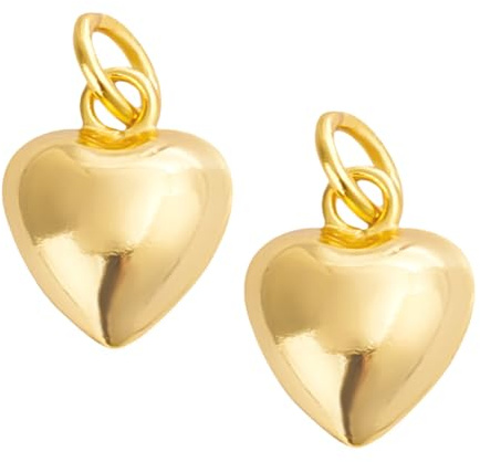 PH PandaHall 2 Stück 925 Charm Anhänger Aus Sterlingsilber 9mm 3D Liebesherz Baumelnder Anhänger Goldene Herzanhänger Zur Schmuckherstellung Armbänder Halsketten