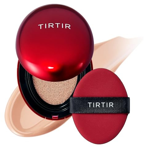 TIRTIR Mask Fit Red Cushion Foundation | Volle Deckkraft, Leicht & Hautnah, Satin Glow Finish | Koreanisches Cushion Make-up, Tattoo-Abdeckung, Aufbauend (0,15 Fl Oz), 22C Peach Beige