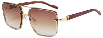 LJCZKA Sonnenbrille Quadratische Piloten Herren Retro Metallrahmen Übergroße Brillen UV400-Schutz Für Angelführer