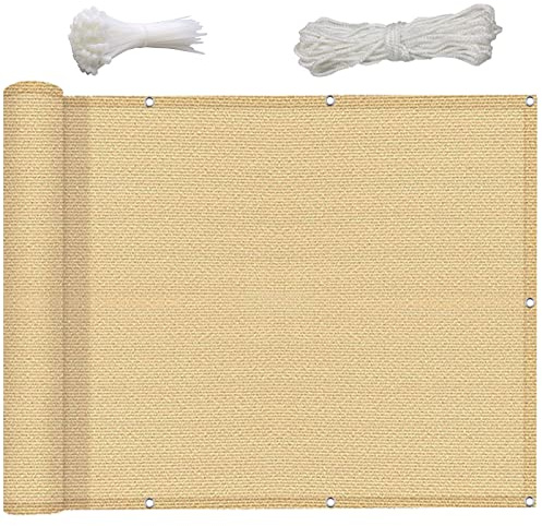 Balkon Sichtschutz 120 x 700 cm Sonne Windschutz Mauer Zaun Garten Sichtschutzmatten Gelb Anti-Peeping Anti-Ultraviolett Ideal für Balkonpools Verbessern Sie Privatsphäre und Sonnenschutz