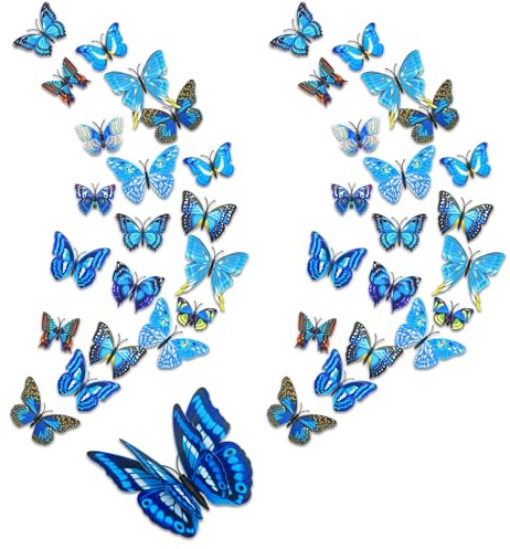 Décorations de Papillons 3D, Décoration Papillon pour Maison et de, Stickers Muraux Autocollants Murale pour Les Chambres D'enfants, Les Tables À Manger, Les Fêtes