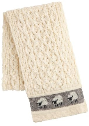 MYSASI Aron Scarf, 100% British Wool, Women's Winter Warm Sheep Design, Heritage Collection, Locally Sourced (Natural Aron, One Size)