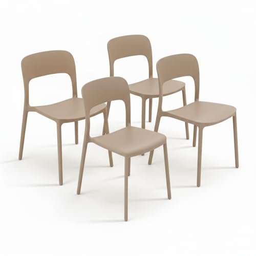 Arreditaly Set 4 Sedie Da Giardino In Polipropilene Impilabili Leggere E Resistenti Ideali Per Esterni Terrazze Giardini Bar Dehors Ristoranti 41 x 82,5 x 52 cm Grigio (Tortora)