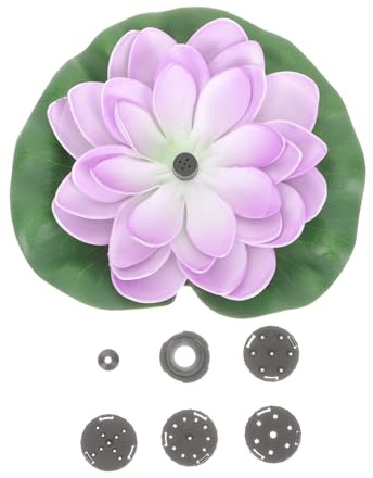 TOYZFRIENDY Fontaine Solaire Extérieure Flottante De Lotus pour Jardin Décoratif, 7v 1.2w, Fontaine à Eau Solaire De Piscine, Décoration Extérieure D'étang Aux Nénuphars