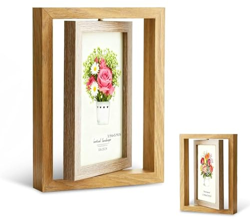 Cornice Foto 10x15 Portafoto Da Tavolo Girevole a 360° Bifacciale Può | Porta Foto da Tavolo Contenere 2 Foto con Pannello in Acrilico Portafoto Adatta per Scrivanie Case Matrimoni e Anniversari