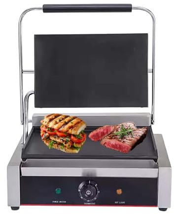 Burger-Maker, kommerzielle Hamburger-Steaks, Panini-Flachpresse, elektrischer Indoor-Anbratgrill, Grillmaschine mit Temperaturregelung und Cool-Touch-Griff, für Hamburger-Steak-Speck, 19x9