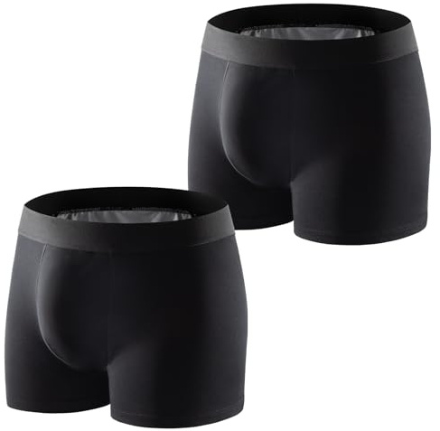 Carer Pack de 2 Boxers para Incontinencia Hombre 250 ml Absorción Algodón Suave Transpirable Antifugas Lavables Reutilizables Calzoncillos Negro Talla XXL