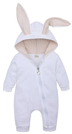 Costume de Pâques 2026 - Grenouillère de Pâques - Grenouillère à longues oreilles - Lapin - Sweat à capuche - Avec fermeture éclair