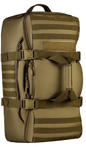 HUNTVP Militär Wanderrucksack 60L Taktischer Trekkingrucksack MOLLE Rucksack Wasserdicht Bundeswehr Bergsteigertasche XXL Military Armee Backpack Groß Kapazität für Wandern Trekking, 60L Braun