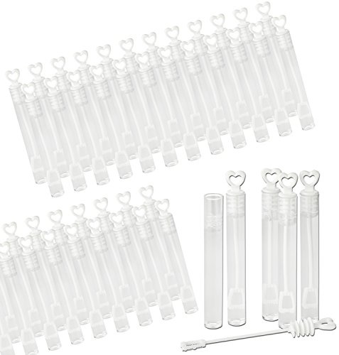 48x Seifenblasen - Wedding Bubbles mit Herzgriff für Hochzeiten - 2x24er Pack - befüllt - gefüllt