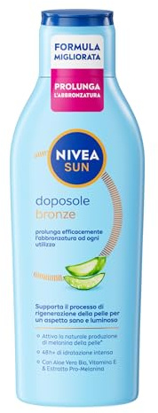 NIVEA SUN Milch Nach-Sole Bronze 2 x 200 ml, After-Sonnencreme mit Aloe Vera Bio und Pro-Melanin-Extrakt, After Sole Verlängerung Bräunung und Feuchtigkeitscreme für 48 h