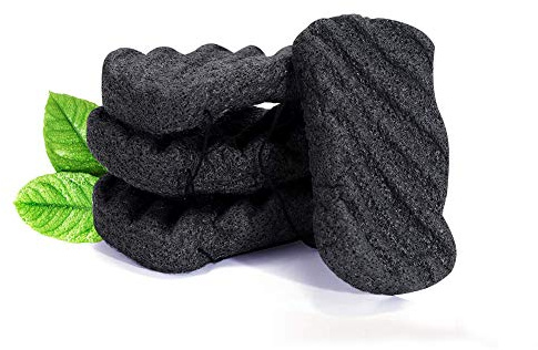 Konjac Lot de 4 éponges au charbon de bambou activé