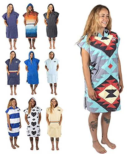 COR Surf Handtuch Poncho für Erwachsene - Weicher, schnell trocknender Bade Poncho aus Mikrofaser, Kapuzenhandtuch mit Taschen, leicht und farbecht, erhältlich in verschiedenen Farben, Größen M und L