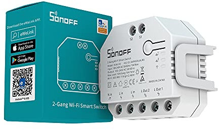 SONOFF WiFi Smart Curtain Switch Module with Power Metering Dual Relay Motorized Curtain,Blinds,Roller Shutter,Two Way Smart Switch Works with Alexa, No Hub Required, DUALR3
