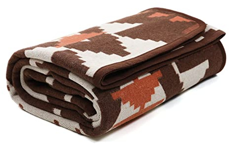 ACUSHLA Campingdecke aus Merinowolle, weich, warm, dick, waschbar, großes Bett, Couch, Outdoor, Camping, Schlafen, Reisen, Überwurf, Decke, für jedes Wetter, aztekisches Braun, 79 x 63 cm