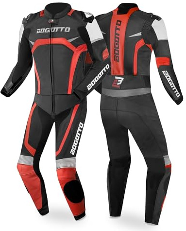 Bogotto Misano 2-Teiler Motorrad Lederkombi, schwarz/rot, 50