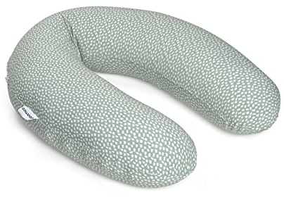 Doomoo Cuscino per allattamento e gravidanza Buddy – 180 cm con rivestimento in jersey di cotone biologico, con sottile imbottitura in microperle EPS Oeko-TEX® Standard 100, Cloudy Kaki