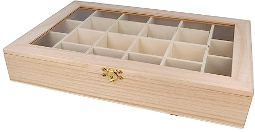 Vitrine aus Balsaholz, 33 x 22 x 5,5 cm, 22 Fächer