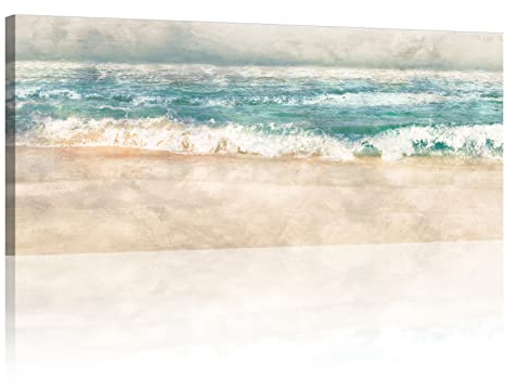 Marco de Madera Paisaje Marino Abstracto Grande Cuadros Decoracion Salon Modernos Pintura Lienzos decorativos Cuadros Decorativos Salón Dormitorio Comedor Oficina Listo para colgar 120x50cm