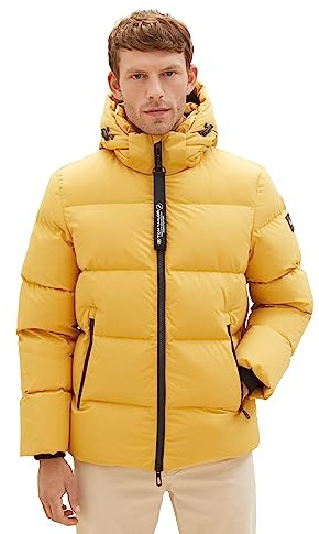 Tom Tailor Herren Recycled Down Puffer-Jacke mit Abnehmbarer Kapuze 1037350