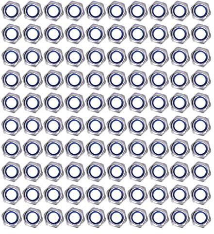 100 Pièces Ecrou M6 Inox, Écrous de Blocage en Nylon Kit Écrous Hexagonaux écrous de blocage autobloquants our Boulon Vis M6 Pliants Armoires Bricolage