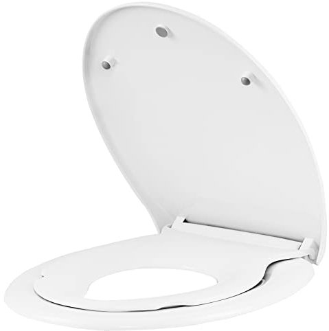 WOLTU Abattant WC Familial avec Siège de Toilette Enfant Détachable, Siège de Toilette à Fermeture Douce et à Dégagement Rapide, Abattant O, Montage Supérieur, Blanc