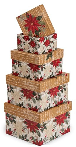 Briful Rechteckige Aufbewahrungsbox mit Deckel Geschenkbox Karton Pappschachteln Ordnungsboxen Geschenkkarton für Geschenke, Schokolade, Basteln, Spielzeug, Geschenkverpackung, 4er Set (Mehrfarbig)