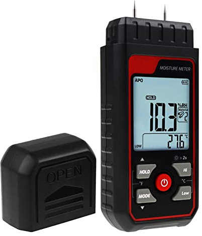 Numérique Broche Taper Bois Humidité Mètre Température et Humidité Détecteur pour Bois, Cloison sèche, Béton Sols, Matériaux de Construction