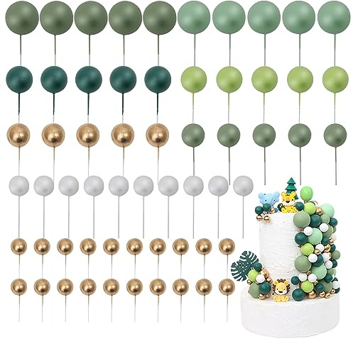 LARDUX 60 PCS Tortendeko kugeln-tortendeko geburtstag mit Wild One Mini Ballon Cupcake DIY Einsatz für Kinder Geburtstag Party Baby Dusche Mädchen Jungen- Grün