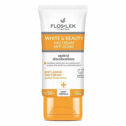 FLOSLEK WHITE & BEAUTY Anti Aging Protecting Day Cream with SPF 50 | Anti-Wrinkle Moisturiser | Face Cream for Wrinkles and Age Spots | Reduces Blackheads & Brown Spots | 50 ml