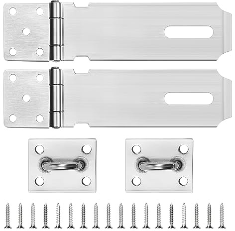 Sinofort 2 Pcs Door Padlock Hasp, 4 Inch Shed Door Latch, Heavy Duty Padlock Hasp, Lock Shed Latch Shed Locks and Latches for Garden Sheds Underground Garages Bedrooms Cabinets (Silver)