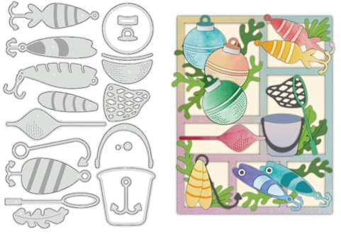 BENECREAT Fisch Kartenherstellung Stirbt, Metall-Angelköder Angelschwimmer Stanzungen Prägeschablonen Für Herstellung von Papierkarten, DIY, Scrapbooking, Album, 0.8mm Dick