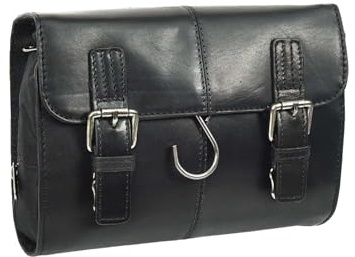 Herren-Leder-Kulturbeutel, zum Aufhängen, Kosmetik, Rasierset, Reisetasche, Schwarz , S, Kulturbeutel