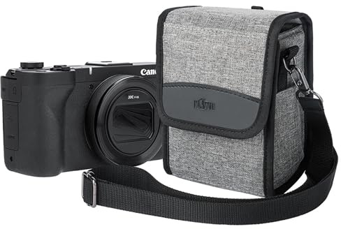 KIWIFOTOS Bolsa compacta para cámara, Funda de Viaje, Bolsa de Hombro para cámara SLR/cámara Digital sin Espejo y Lentes para Canon, Nikon, Sony, Fujifilm, Ricoh con Correa para el Hombro (Gris)