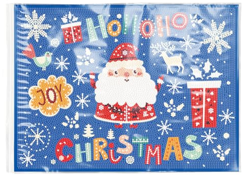 Fiorky DIY Diamond Art Painting Placemat Rectangular Christmas Diamond Crafts Projects Santa Claus Round Diamond Painting Table Mats Reindeer Rhinestone Ant-slip Placemat for Home Decor