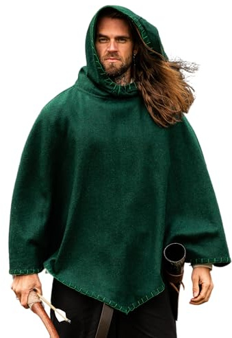 Leonardo Carbone® Unisex Wikinger-Gugel Egill mit Stickerei - Gugel Mittelalter Kleidung Herren & Damen, Mittelalter Kopfbedeckung, Hobbit Kostüm, LARP, Wikinger, Halloween, Karneval