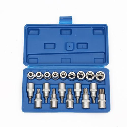 PERZOE Douille Torx Femelle,Douille Torx,19/34 embouts de tournevis Allen,Douille Allen,Adaptateur de douille interne hexagonale 5-22 mm,1/2 Hex Socket Set Premium S2 Alloy Steel Jeu de douilles 19