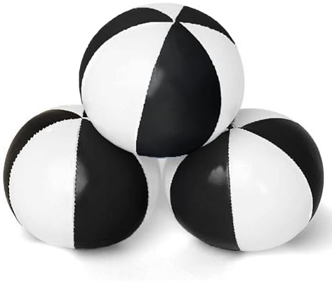 GloFX Juggling Balls [Pack of 3] for Beginners to Advanced Jugglers - No Bounce Design - Durable Weighted Juggle Ball Kit - 2 Layer Construction - Soft and Easy Juggling Kit - Black & White