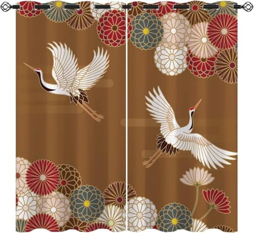 Vorhang Kinderzimmer Tiere Vögel Kinder Vorhänge Mit Ösen Polyester Gardinen Thermovorhang Blickdicht Ösenschal Kindergardinen 170X200 cm (B + H) Für Wohnzimmer,2Er Set-829503665
