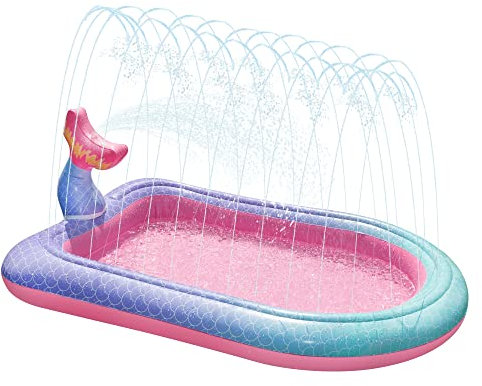68 Sprinkler & Splash Pad for Kids, Large Outdoor Mermaid Sprinklers Play Mat Summer Water Play Toys Inflatable Sprinkler Pad, Fun Play Pool for Toddlers Babies Over 3 Years Boys Girls - Pink